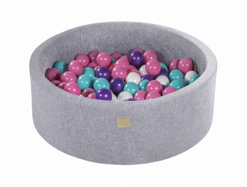 Okrągły Basen z 200 piłkami, 90x30cm, Jasnoszary, Velvet