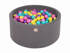 Okrągły Basen z 300 piłkami 90x40cm, Ciemnoszary, Cotton