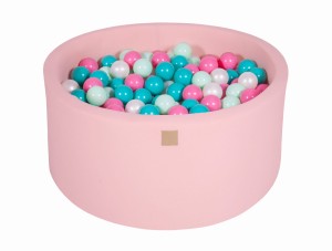 Okrągły Basen z 300 piłkami 90x40cm, Jasnoróżowy, Cotton