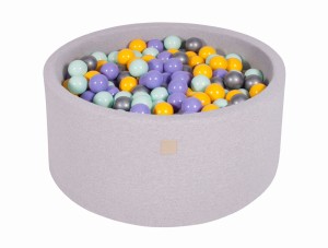 Okrągły Basen z 300 piłkami 90x40cm, Jasnoszary, Cotton