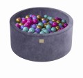 Okrągły Basen z 300 piłkami 90x40cm, Szaroniebieski, Velvet