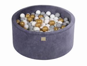 Okrągły Basen z 300 piłkami 90x40cm, Szaroniebieski, Velvet