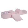 MeowBaby® Piankowy Zestaw do Zabawy z Suchym Basenem 57x45x30cm, Plac Zabaw dla Dziecka, 5 elementów, Welurowy, Jasnoróżowy: bez piłek