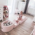 MeowBaby® Piankowy Zestaw do Zabawy z Suchym Basenem 57x45x30cm, Plac Zabaw dla Dziecka, 5 elementów, Welurowy, Jasnoróżowy: bez piłek