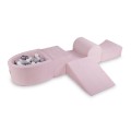 MeowBaby® Piankowy Zestaw do Zabawy z Suchym Basenem 57x45x30cm, Plac Zabaw dla Dziecka, 5 elementów, Welurowy, Jasnoróżowy: bez piłek