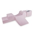 MeowBaby® Piankowy Zestaw do Zabawy z Suchym Basenem 57x45x30cm, Plac Zabaw dla Dziecka, 5 elementów, Welurowy, Jasnoróżowy: bez piłek