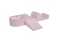 MeowBaby® Piankowy Zestaw do Zabawy z Suchym Basenem 57x45x30cm/100 piłek 7cm, Plac Zabaw dla Dziecka, 5 elementów, Welurowy, Jasnoróżowy: Błękitne/Miętowe/Pasteloworóżowe/Pastelowożółte/Wrzosowe