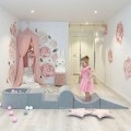 MeowBaby® Piankowy Zestaw do Zabawy z Suchym Basenem 57x45x30cm, Plac Zabaw dla Dziecka, 5 elementów, Welurowy, Jasnoszary: bez piłek