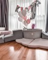 MeowBaby® Piankowy Zestaw do Zabawy z Suchym Basenem 57x45x30cm, Plac Zabaw dla Dziecka, 5 elementów, Welurowy, Jasnoszary: bez piłek