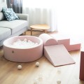 MeowBaby® Piankowy Zestaw do Zabawy z Suchym Basenem 90x30cm, Plac Zabaw dla Dziecka, 4 elementy, Welurowy, Jasnoróżowy: bez piłek