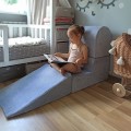 MeowBaby® Piankowy Zestaw do Zabawy z Suchym Basenem 90x30cm, Plac Zabaw dla Dziecka, 4 elementy, Welurowy, Jasnoszary: bez piłek