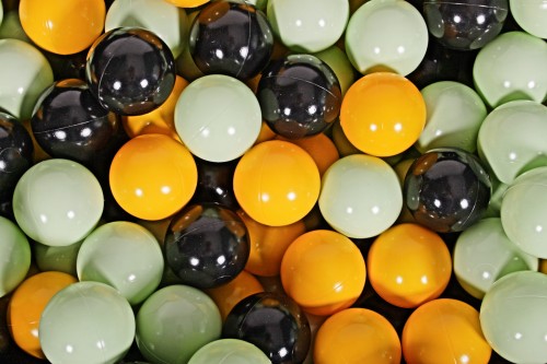 MeowBaby® Zestaw Plastikowych Piłeczek do Suchego Basenu 7cm, 300 szt: Jasnozielone/Żółte/ Czarne