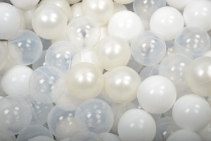 MeowBaby® Zestaw Plastikowych Piłeczek do Suchego Basenu 7cm, 300 szt: Perłowobiałe/Białe/Transparentne