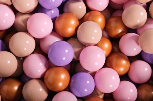 MeowBaby® Zestaw Plastikowych Piłeczek do Suchego Basenu 7cm, 400 szt: Beżowe/Złote/Wrzosowe/Pasteloworóżowe