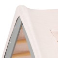 MeowBaby® Domek z drabinką dla dzieci 60x61 cm składaną do pokoju. Drewno, Len, Wiskoza, Różowy Domek, Szara drabinka