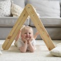 MeowBaby® Domek z drabinką dla dzieci 60x61 cm składaną do pokoju. Drewno, Len, Wiskoza, Szaroniebieski Domek, Naturalna drabinka