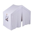 MeowBaby® Duży Domek z drabinką dla dzieci 112x61x94 cm składaną do pokoju. Drewno, Len, Wiskoza, Szaroniebieski Domek, Biała drabinka