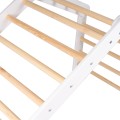 MeowBaby® Duży Domek z drabinką dla dzieci 112x61x94 cm składaną do pokoju. Drewno, Len, Wiskoza, Szaroniebieski Domek, Biała drabinka