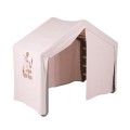 MeowBaby® Duży Domek z drabinką dla dzieci 112x61x94 cm składaną do pokoju. Drewno, Len, Wiskoza, Różowy Domek, Szara drabinka