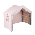 MeowBaby® Duży Domek z drabinką dla dzieci 112x61x94 cm składaną do pokoju. Drewno, Len, Wiskoza, Różowy Domek, Szara drabinka