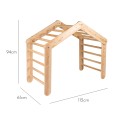 MeowBaby® Duży Domek z drabinką dla dzieci 112x61x94 cm składaną do pokoju. Drewno, Len, Wiskoza, Szaroniebieski Domek, Naturalna drabinka