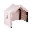 MeowBaby® Duży Domek z drabinką dla dzieci 112x61x94 cm składaną do pokoju. Drewno, Len, Wiskoza, Różowy Domek, Czarna drabinka