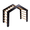 MeowBaby® Duży Domek z drabinką dla dzieci 112x61x94 cm składaną do pokoju. Drewno, Len, Wiskoza, Różowy Domek, Czarna drabinka