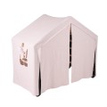 MeowBaby® Duży Domek z drabinką dla dzieci 112x61x94 cm składaną do pokoju. Drewno, Len, Wiskoza, Różowy Domek, Czarna drabinka
