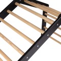 MeowBaby® Duży Domek z drabinką dla dzieci 112x61x94 cm składaną do pokoju. Drewno, Len, Wiskoza, Różowy Domek, Czarna drabinka