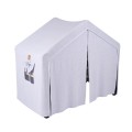 MeowBaby® Duży Domek z drabinką dla dzieci 112x61x94 cm składaną do pokoju. Drewno, Len, Wiskoza, Szaroniebieski Domek, Czarna drabinka