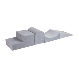 MeowBaby® Piankowy Zestaw do Zabawy, Plac Zabaw dla Dziecka, 4 elementy, Welurowy, Jasnoszary