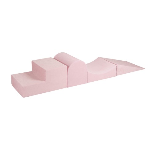 MeowBaby® Piankowy Zestaw do Zabawy, Plac Zabaw dla Dziecka, 4 elementy, Welurowy, Jasnoróżowy