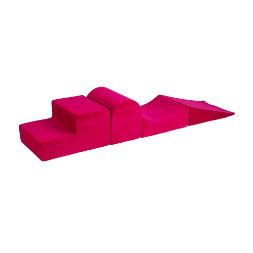 MeowBaby® Piankowy Zestaw do Zabawy, Plac Zabaw dla Dziecka, 4 elementy, Welurowy, Magenta