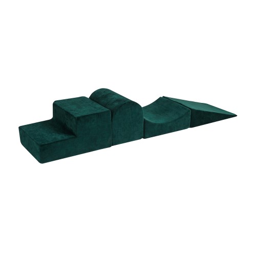 MeowBaby® Piankowy Zestaw do Zabawy, Plac Zabaw dla Dziecka, 4 elementy, Welurowy, Ciemnozielony