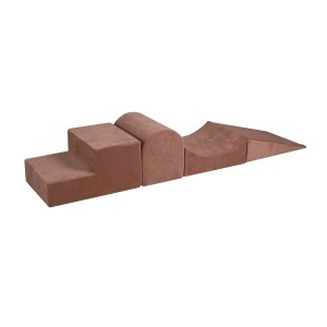 MeowBaby® Piankowy Zestaw do Zabawy, Plac Zabaw dla Dziecka, 4 elementy, Welurowy, Beżowy