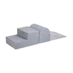 MeowBaby® Piankowy Zestaw do Zabawy, Plac Zabaw dla Dziecka, 3 elementy, Welurowy, Jasnoszary