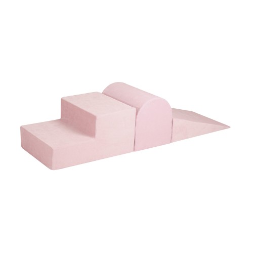 MeowBaby® Piankowy Zestaw do Zabawy, Plac Zabaw dla Dziecka, 3 elementy, Welurowy, Jasnoróżowy