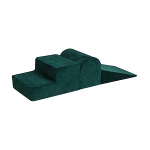 MeowBaby® Piankowy Zestaw do Zabawy, Plac Zabaw dla Dziecka, 3 elementy, Welurowy, Cimnozielony