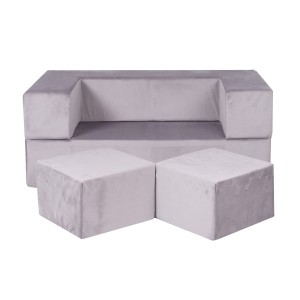 MeowBaby® Sofa dziecięca Standard, Welurowa, Szara