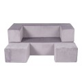 MeowBaby® Sofa dziecięca Standard, Welurowa, Szara