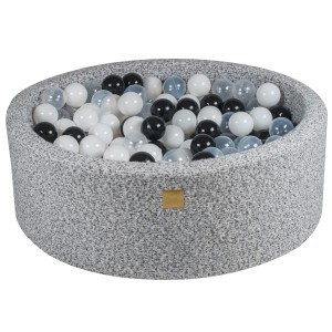 Okrągły Basen z 200 piłkami, 90x30cm, Szary Melanż, Boucle