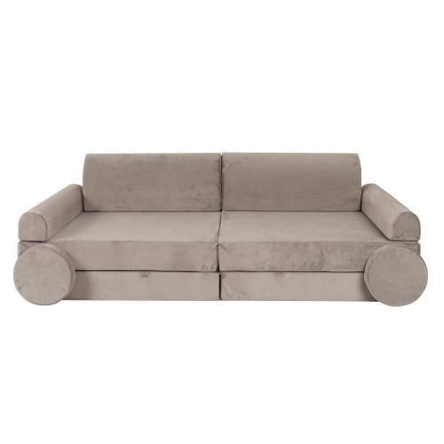 MeowBaby® Sofa dziecięca Premium, Welurowa, Szara