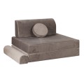 MeowBaby® Sofa dziecięca Premium, Welurowa, Szara