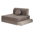 MeowBaby® Sofa dziecięca Premium, Welurowa, Szara