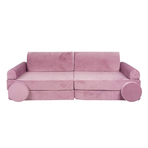 MeowBaby® Sofa dziecięca Premium, Welurowa, Różowa
