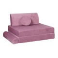 MeowBaby® Sofa dziecięca Premium, Welurowa, Różowa