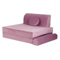 MeowBaby® Sofa dziecięca Premium, Welurowa, Różowa