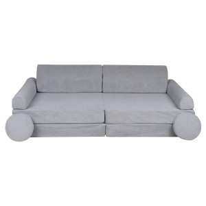 MeowBaby® Sztruksowa sofa dziecięca Premium, Szara