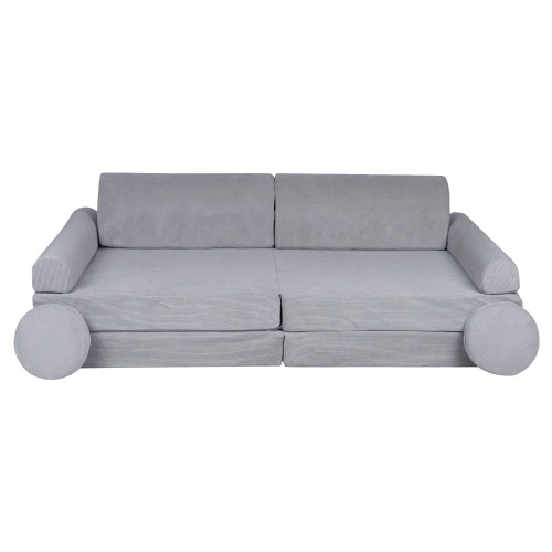 MeowBaby® Sztruksowa sofa dziecięca Premium, Szara