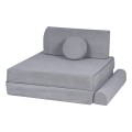 MeowBaby® Sztruksowa sofa dziecięca Premium, Szara